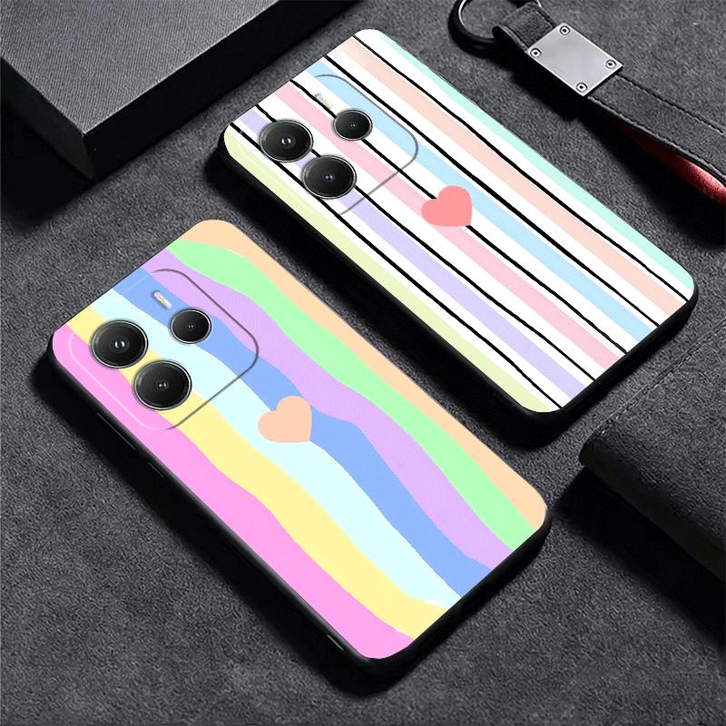 Rainbow Gradient Love Desgin Soft Phone Case for Xiaomi Redmi Note 12 13 14 15 Pro Plus 11 12S 11S 11T 10 4G Black Cover Back Sh