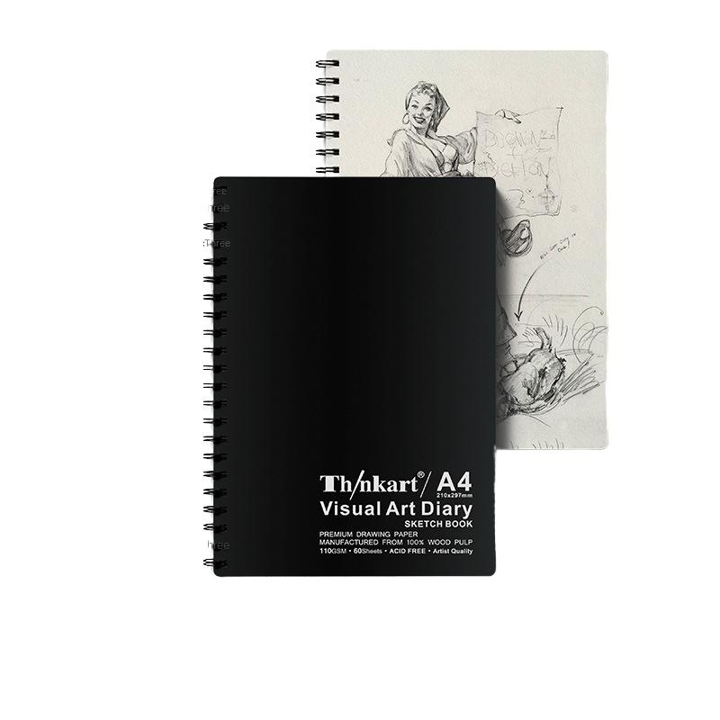 Factory Direct 8K/16K A4 Student Portable Sketch Book Printed Logo Whole Wood Pulp Kraft Paper 110g A5x60 page