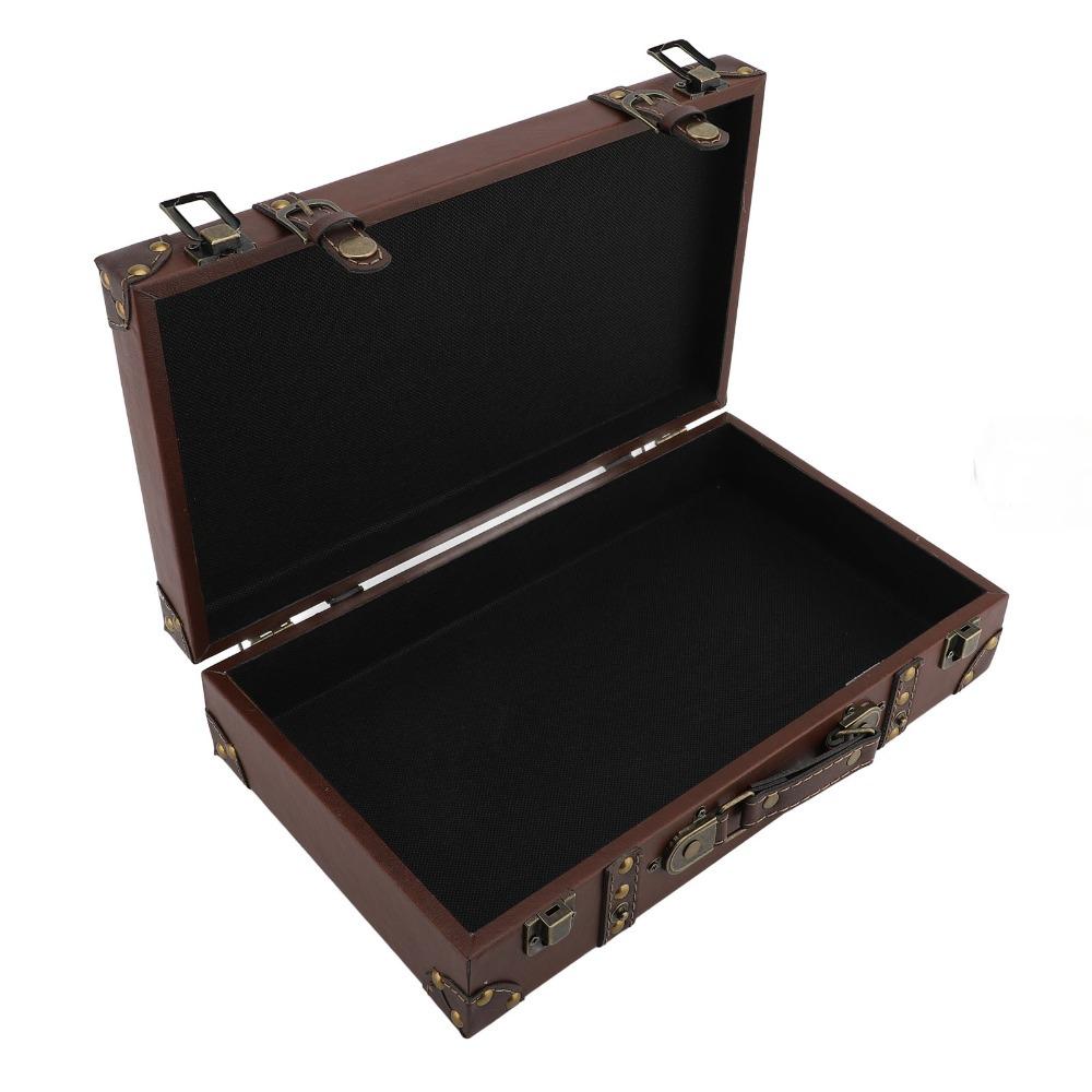 Wood Vintage Suitcase Brown Wooden Storage Box Multi-purpose Organizer  Home Organization