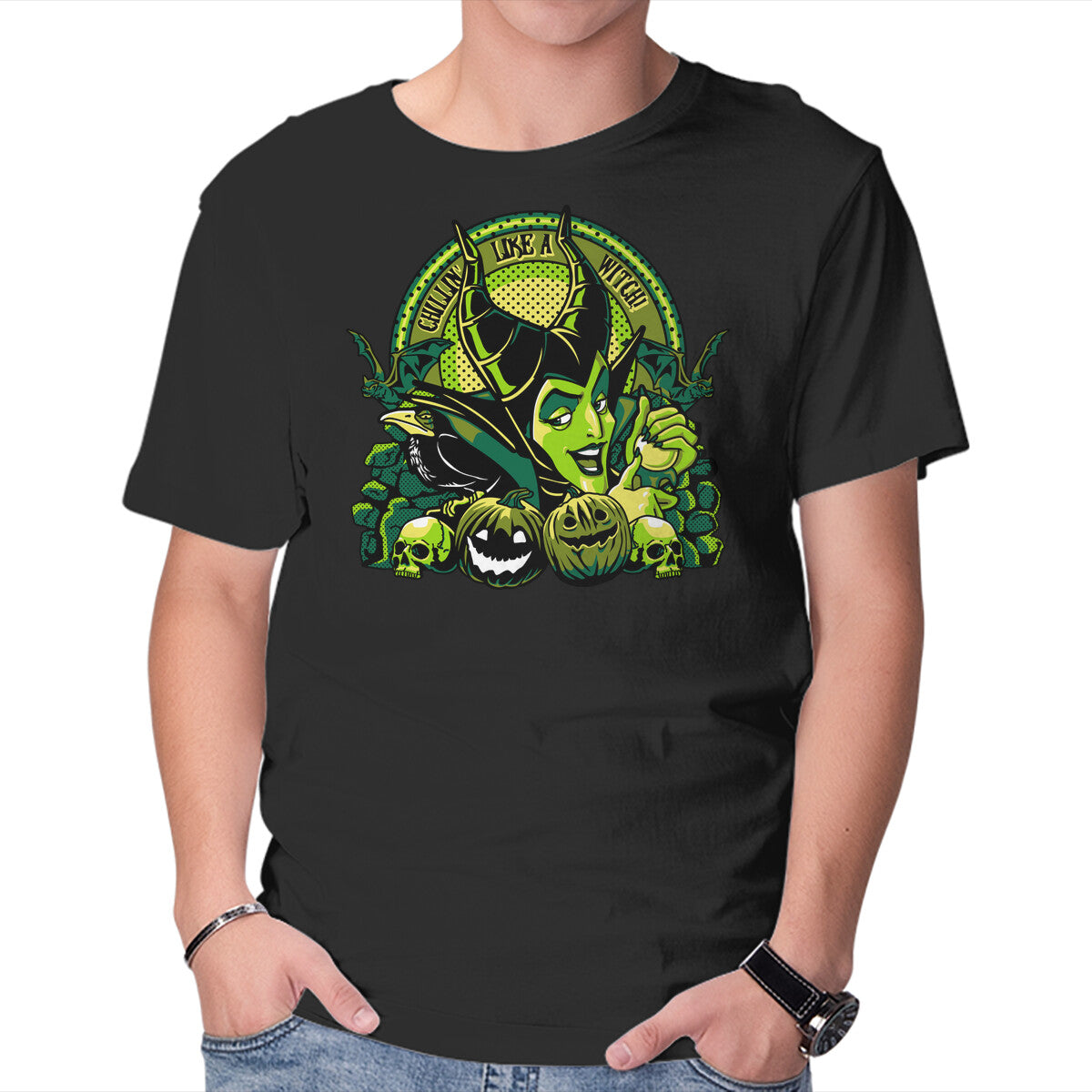 Unisex Crew Neck T-Shirt Chillin Like A Witch Graphic Short Sleeve Casual Tee XXXL