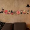 Vintage Halloween Wood Banner Spooky Pumpkin Skull Owl Witch Black Cat Hanging Bunting Garland for Farmhouse Horror Party Wall Decor