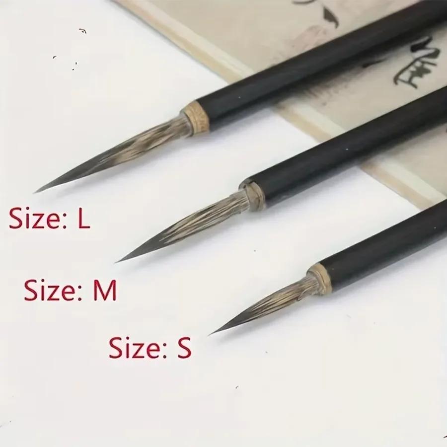A Set Chinese Calligraphy Brush Ceramics Hook Line Fine Paint Brush Pen Weasel Mouse Whisker Stone Badger Hair Paint Brush