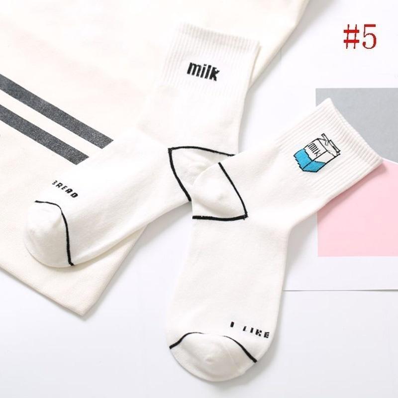 Kawaii Milk Banana Dinosaur Pencil Rocket Cartoon Socks Meias Novelty Illustration Letter Women's Socks Cute Socks