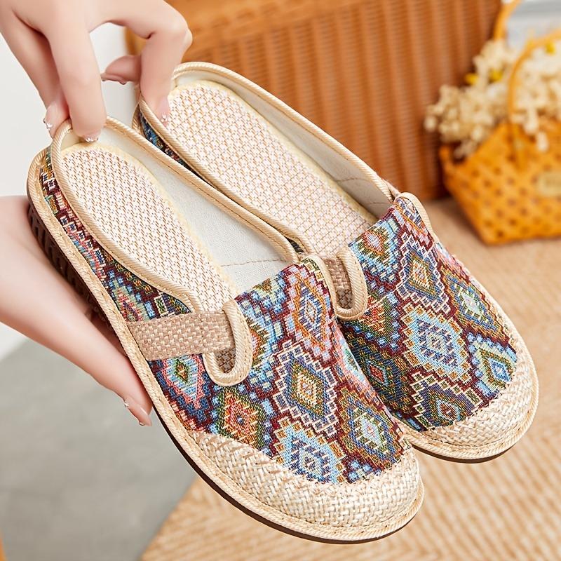 Order A Size Up Women's Casual Slip-On Flats, Breathable Fabric Upper with Rubber Sole, All-Season