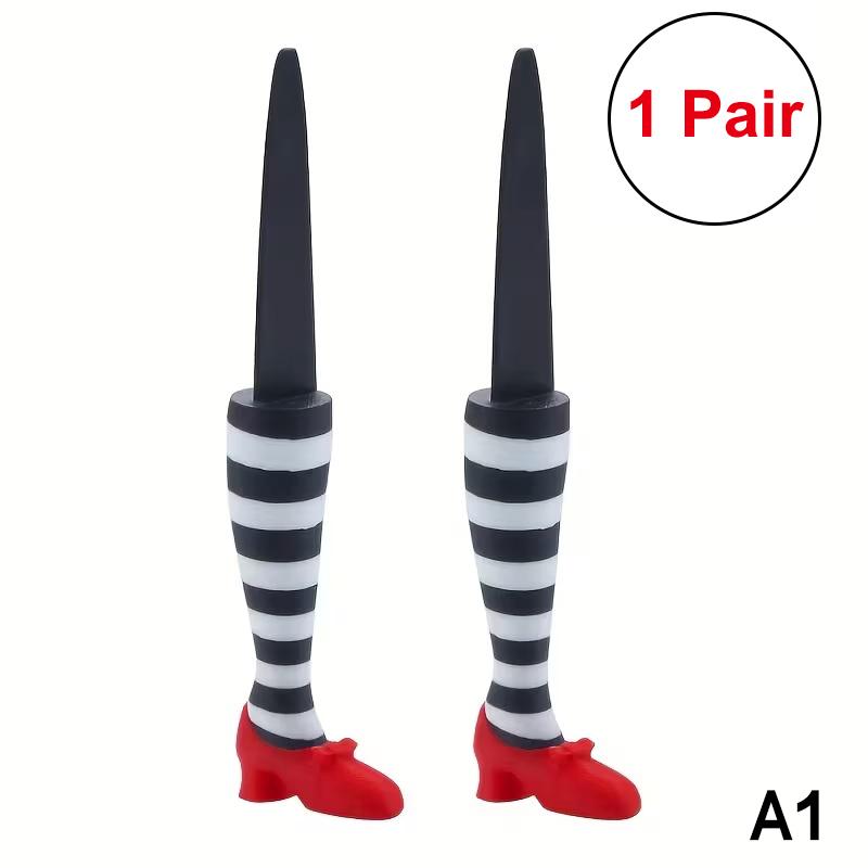 

Witch Leg Flower Pot Set Halloween Theme Garden Lawn Planter Holder Resin Craft Outdoor Decoration