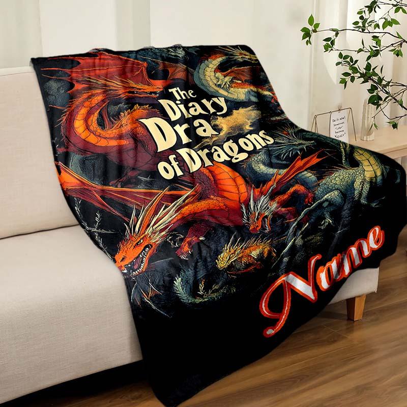 Personality Dragon Customize Your Name Blanket Used For Chair Office Sofa Bed Camping Soft And Warm Giving Friends And Relatives Birthday Graduation