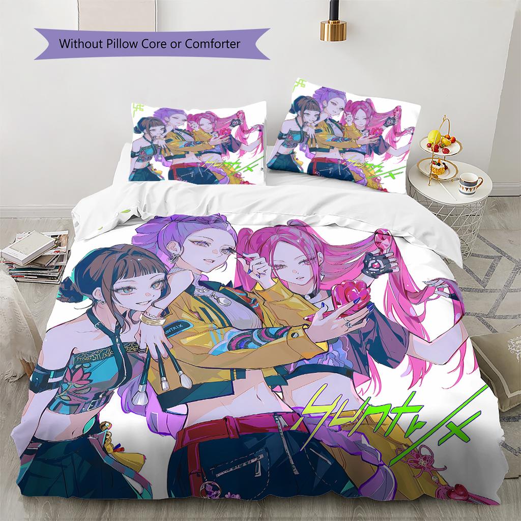 Kpop Dämonenjäger Muster Bettwäsche, Steppbett Set Steppbettbezug Kissenbezug Zuhause Geburtstagsgeschenk (1 Bettbezug + 2 Kissenbezüge, ohne Füllung)