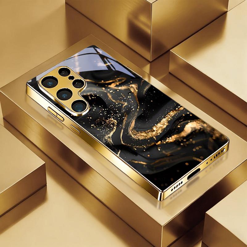 Midnight Gilded Flow Electroplated Golden Phone Case For Samsung A23 A33 A53 A73 A14 A34 A54 A15 A35 A55 A06 A16 A36 Glass Cover