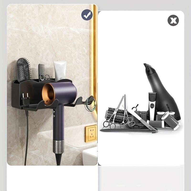 1pc No-Punch ABS Hair Dryer Holder - Easy Wall Mount, Space-Saving Bathroom Organizer, Safe & Stylish Design for Hassle-Free Grooming