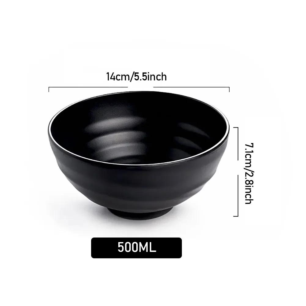 Fancyfamily Black Frosted Melamine Japanese Style Beef Ramen Bowl Bamboo Hat Shape Soup Bowl Fast Food Tableware