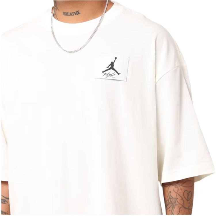 Jordan Oversized T-Shirt Round Neck Logo Drop Shoulder Loose Short Sleeve Men T-Shirts White DZ7314133