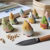 Hand-Carved Bird Sculpture Solid Wood Ornaments Miniature Desk Decor for Home Study Office Room Cute Gift for Bird Lovers