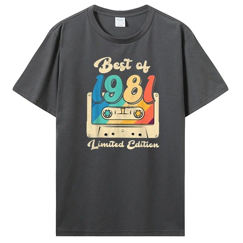 Vintage Tillverkad 1981 Alla Originaldelar Födelsedags-T-shirt Jubileums-T-shirt Oversized Unisex Kläder T-shirts För Unisex Streetwear