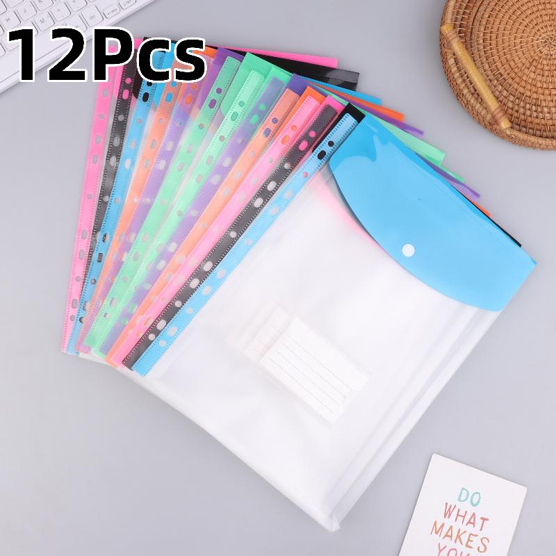 6/12 Packs A4 Expandable Folders Plastic Envelopes Binder Folders ,Binder Pocket Organizer Folders, For School Office Home
