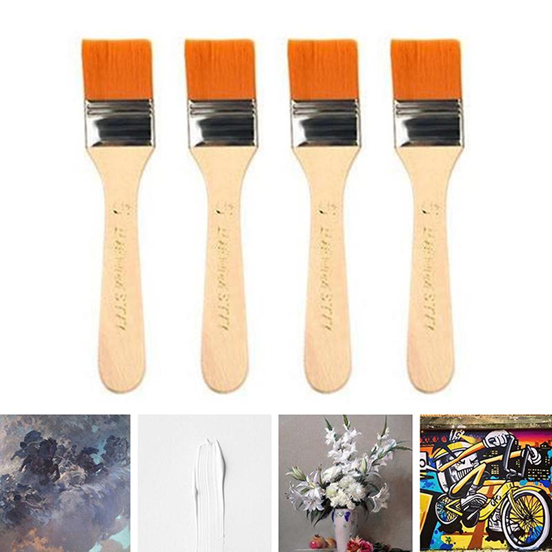 4 Stück/Set Haarmalpinsel Acrylfarben Nylon Ölmalpinsel Aquarellfarbe Zeichenkunstbedarf Holzgriffe