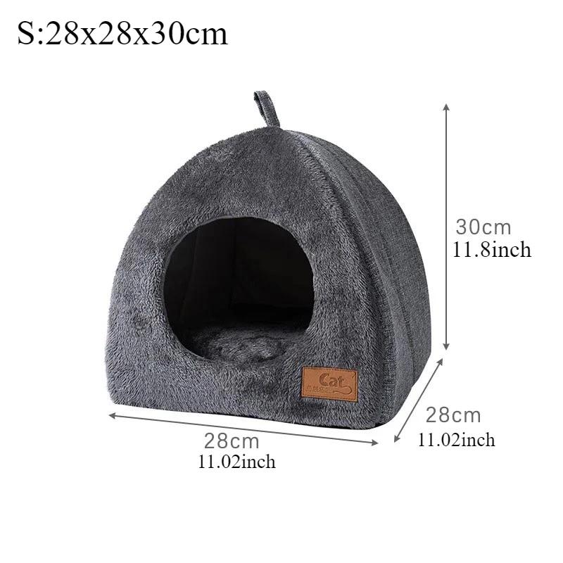 

Мягкая кошачья кровать, складной домик для котят, полузакрытая пещера для кошек, теплая будка для маленьких собак, кошек, глубокий сон, аксессуары для домашних животных