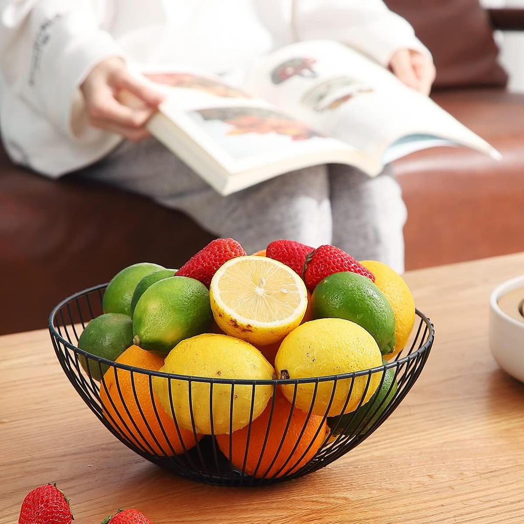 HOMQUEN Fruit Basket, Fruit Bowl, Metal Wire Fruit Basket for kitchen, Fruit Bowl for Kitchen Counter, Basket for Fruits, Vegetables, Breads, Snacks,