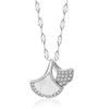 Stylish Titanium Steel Locking Chain Necklace With Inlaid Ginkgo Leaf Pendant For Trendy Women
