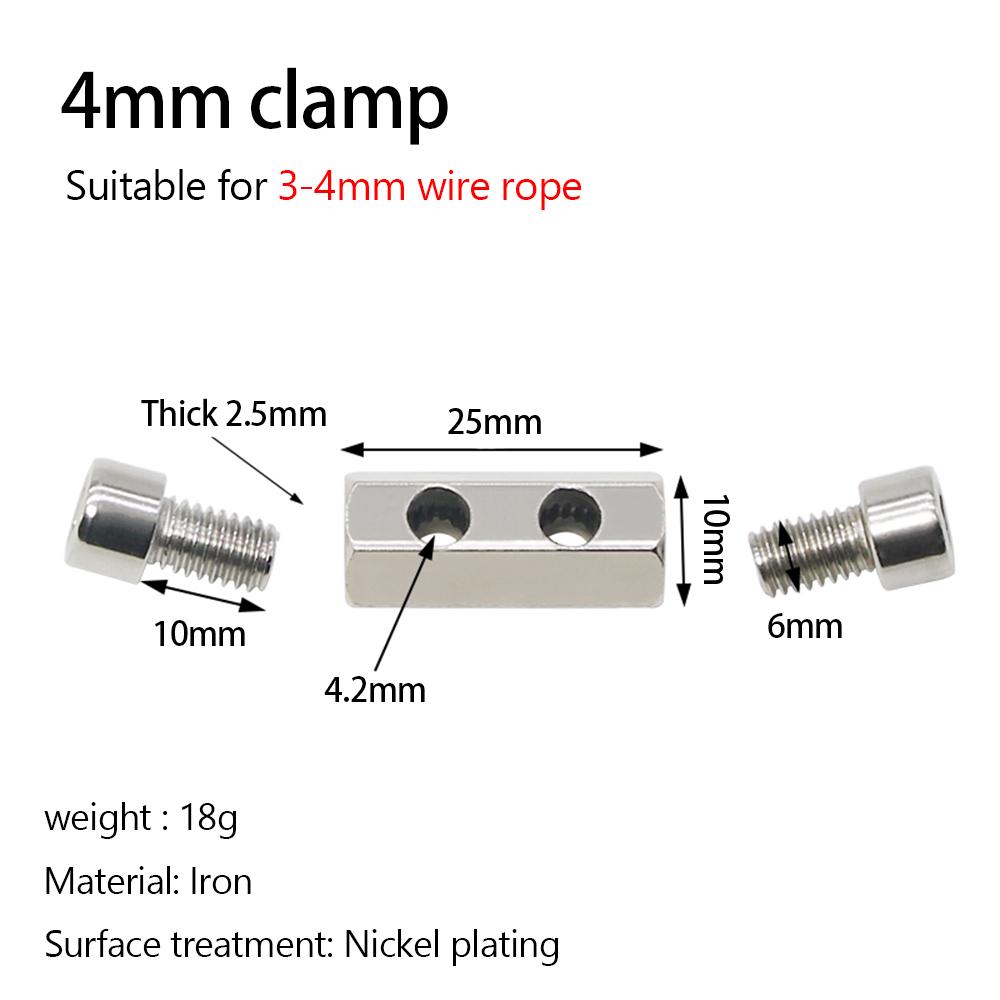 4/5/6mm Pevná ocelová lanová svorka Nastavitelný závěs Pevný kovový spojovací prvek Zámek lana 2/5 ks