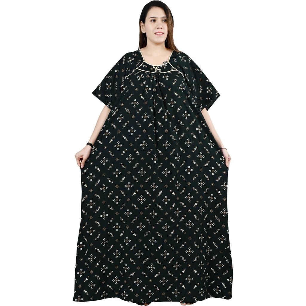 Cotton Nighty Women Plus Size Indian Printed Sleepwear Night Maxi Gown Dress