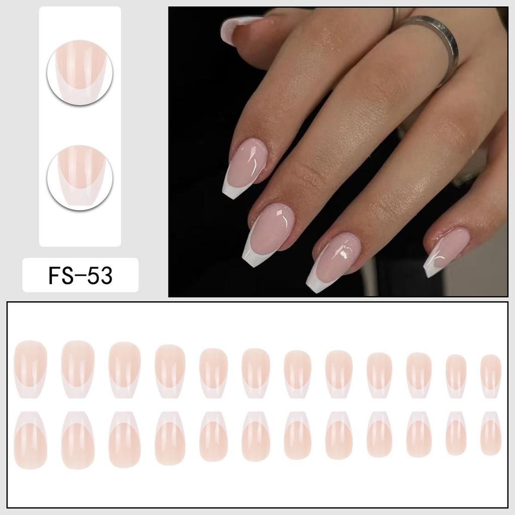 Elegant White French Round Short Ballet-Style Nude Nails - Detachable and Chic