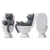 5 Stück Katze sitzt auf Toilette Statuen Mini Toilettenkatzenfiguren Desktop-Ornamente Heimdekor Cartoon