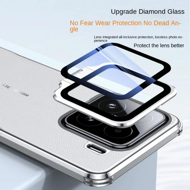 Niewidoczny futerał z uchwytem na obiektyw ze szkła dla Xiaomi 15 Pro Mi 15 Pro 15pro Cztery narożniki Odporny na upadki Zwykły skórzany pokrowiec na telefon Bumper