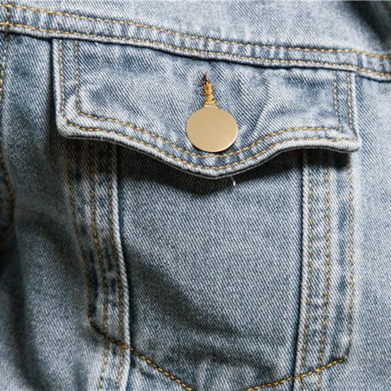 Spring Men Denim Jacket Lapel Single Breasted Solid Color Fashion Motorcycle Jeans