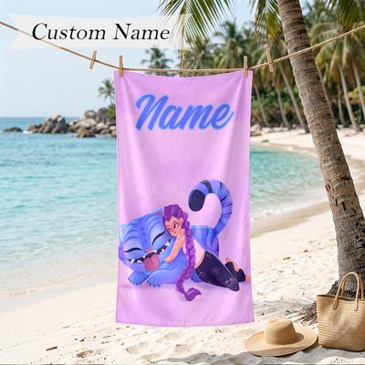 Rumi Custom Name Printed Beach Towel Personalized Soft Towel For Swimming Beach Travel