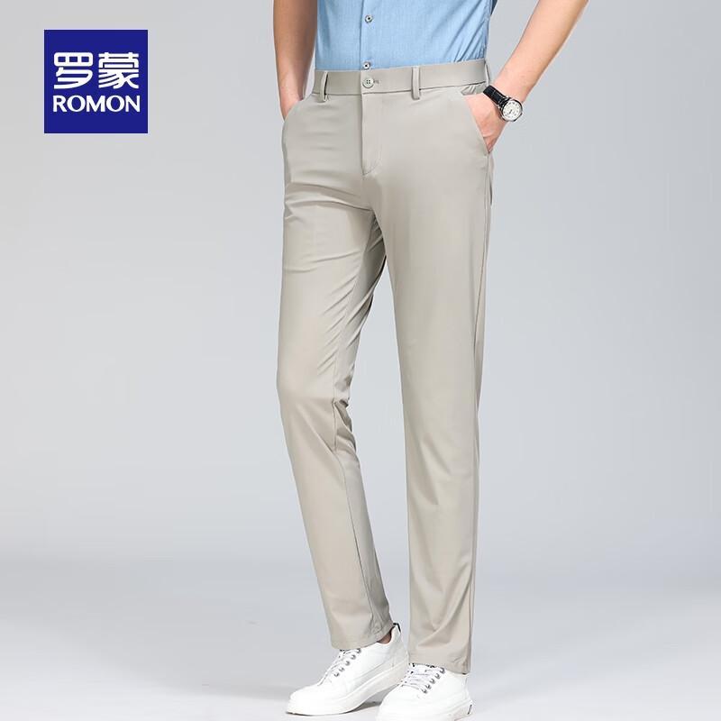 Luomeng Men's Ice Silk Straight Leg Casual Pants