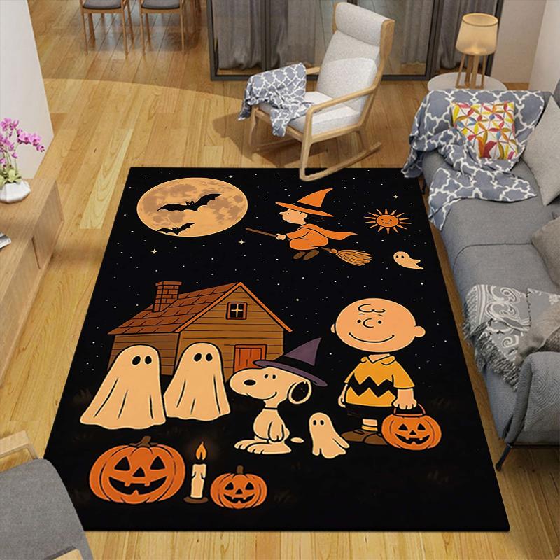 1Pc Snoopy'S Halloween Night Rug Office Carpet Indoor Outdoor Doormat Nonslip Soft And Comfortable Living Room Christmas Halloween Gift D918100