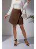 Suede Irregular Skirt Solid Color High-waisted Zipper Button Skirt Women