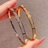 Kajia gypsy bracelet, two-row diamond narrow version diamond-encrusted bracelet, women's plated 18K rose gold, versatile for men and women