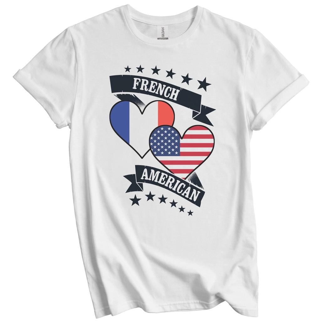 French American Heart Flags France America T-Shirt