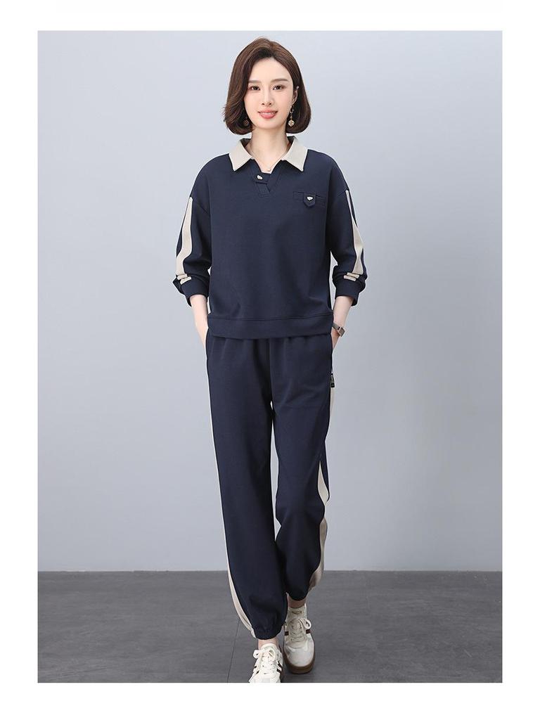 Casual Women's Spring/Autumn 2025 Sweatshirt Set: Fashionable Two-Piece, Age-Reducing Mom Outfit.