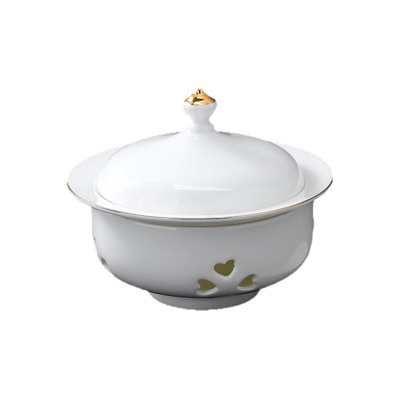 Zhi Shi Bone China Stew Bowl with Candle Warmer