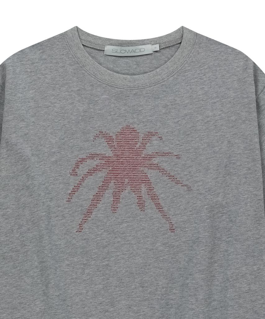 SLOWACID Ascii Spider Short Sleeve T-Shirt [Melange Grey]