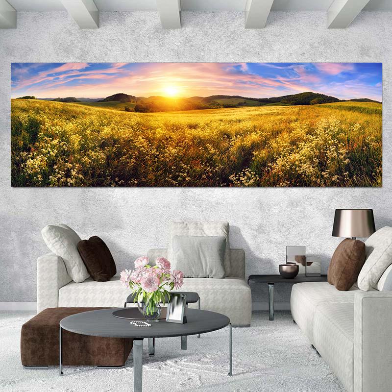 Sunset Sunrise Clouds Yellow Warm Sky Print On Canvas Painting Wall Art Picture For Living Room Bedroom Prints Picture