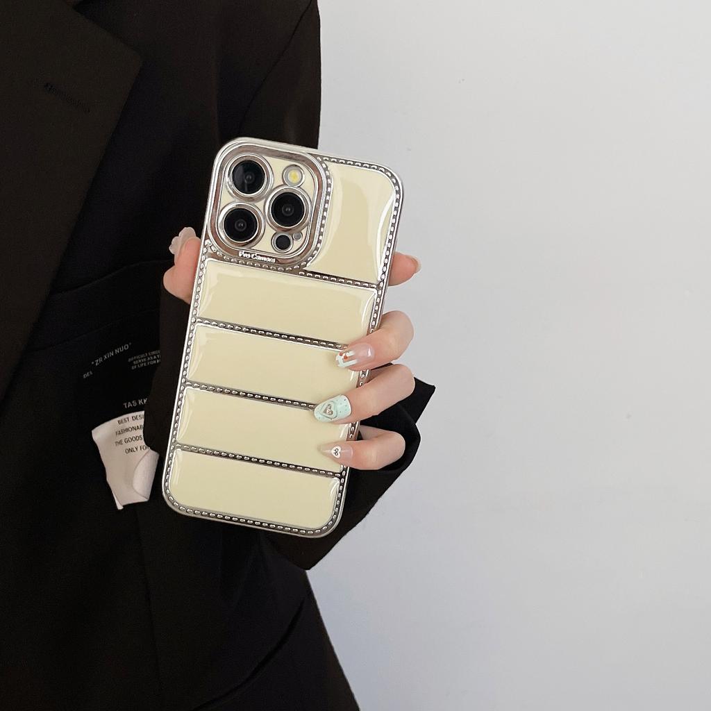 Electroplated Down Case Is Suitable for IPhone16 Anti-drop Phone Case and Apple 15promax Color-matching 14 Protective Case