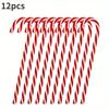 12-Pack Acrylic Candy Cane Ornaments For Christmas Tree - Festive Hanging Decorations For Holiday & New Year Celebrations