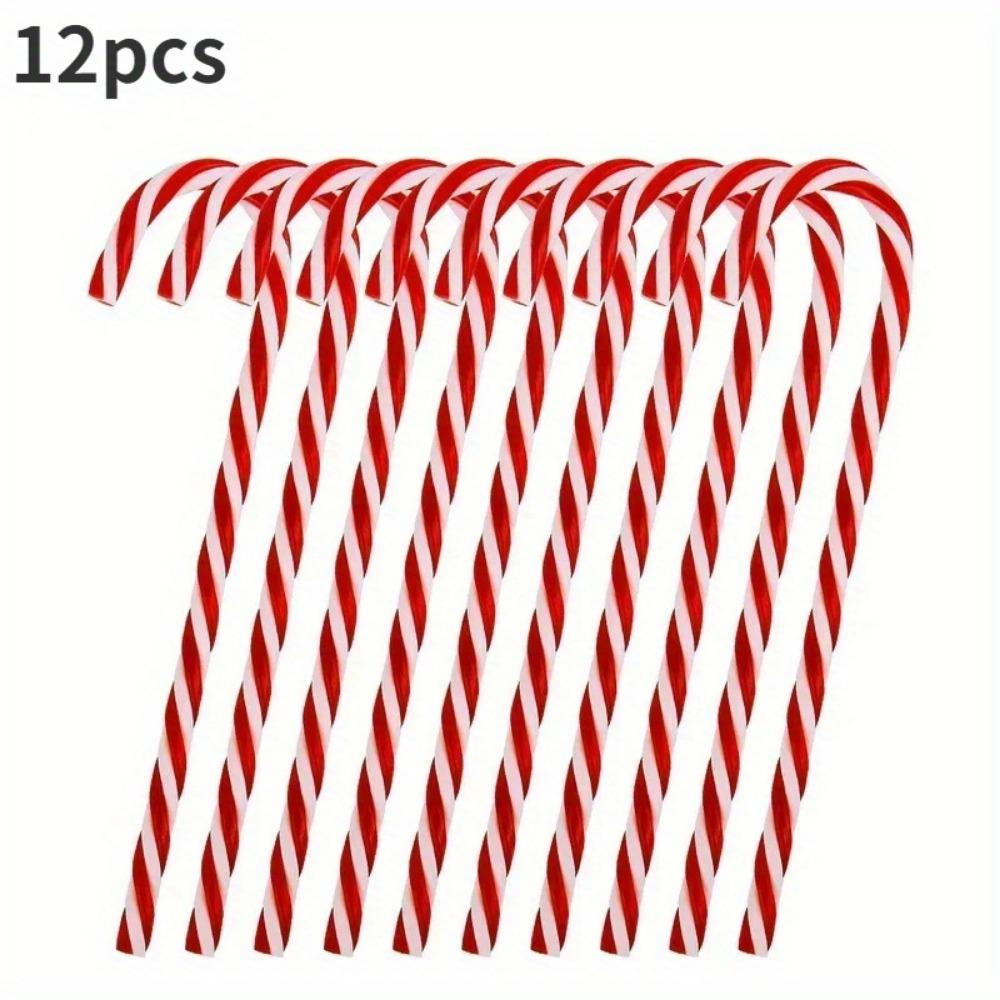 12-Pack Acrylic Candy Cane Ornaments For Christmas Tree - Festive Hanging Decorations For Holiday & New Year Celebrations