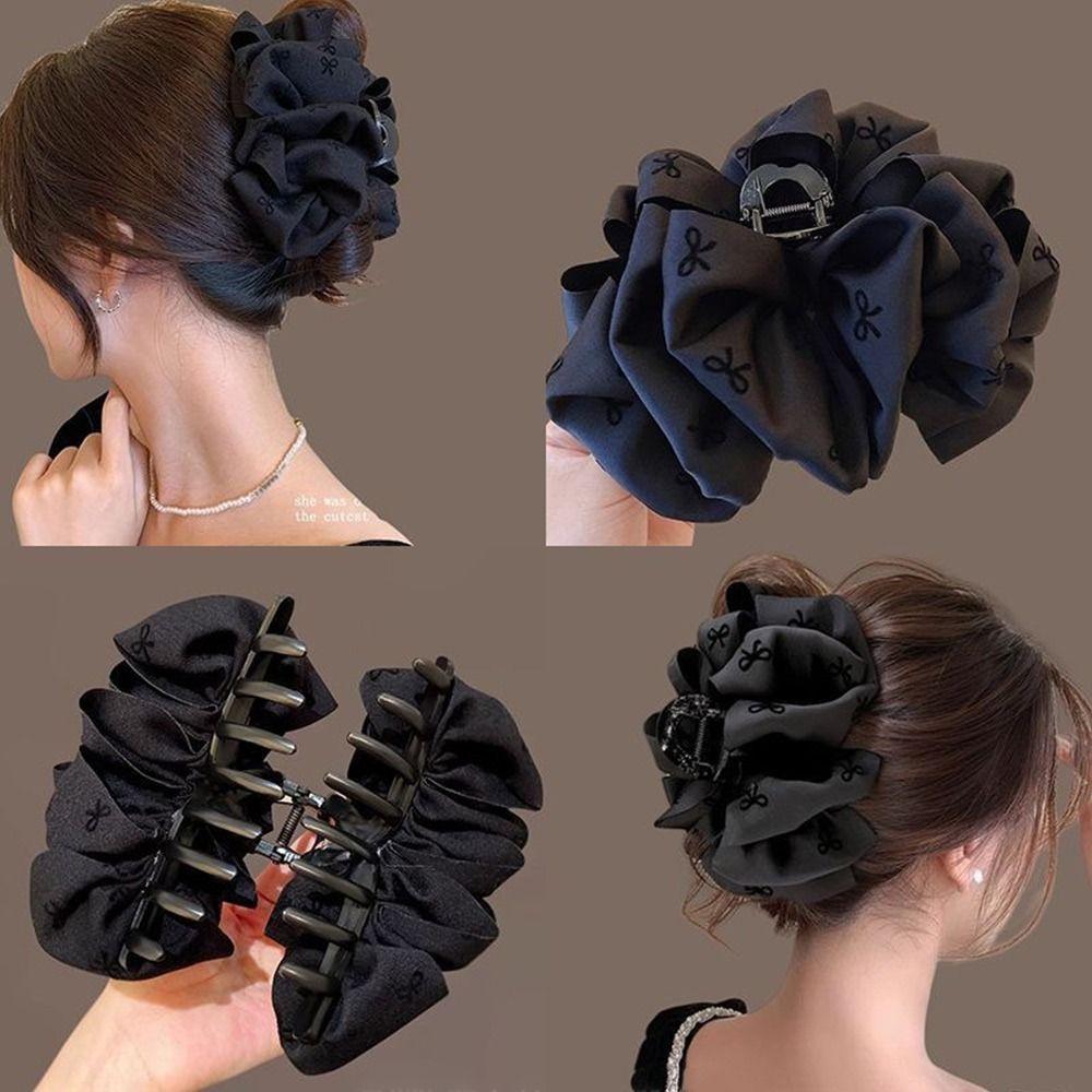 Double-sided Hair Claw Bowknot Shark Clip Fashion Bow Hairgrips for Women Girls