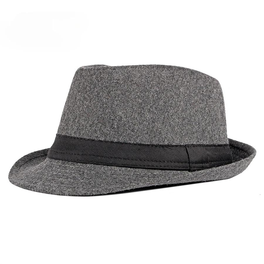 Unisexové britské plstěné jazzové klobouky pro muže středního věku klobouk kbelíkový vlněný fedora klobouk podzim zima pro pány svatební párty magické klobouky