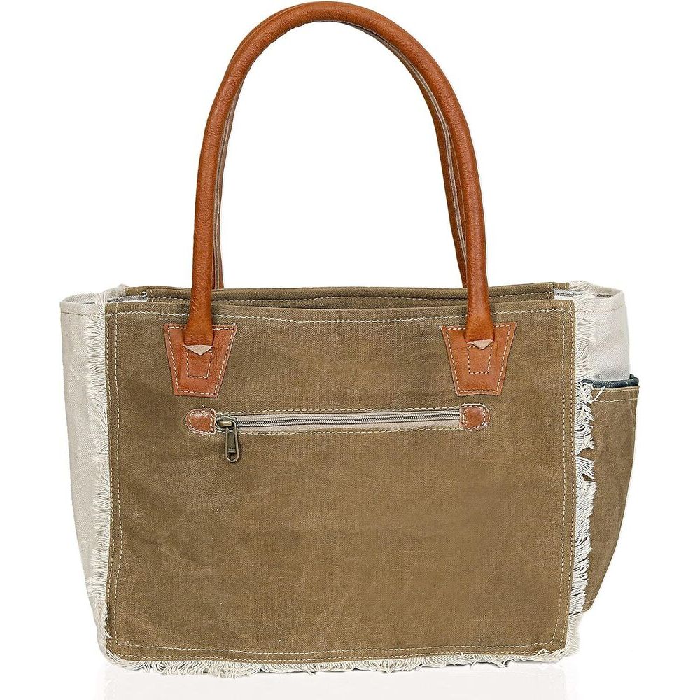 Bags Sel De Mer Upcycled Canvas Hand Bag Upcycled Canvas & Cowhide Tote Bag,