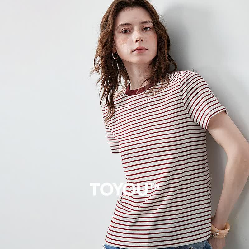 Women s Tencel Wool Blend Striped T-Shirt S