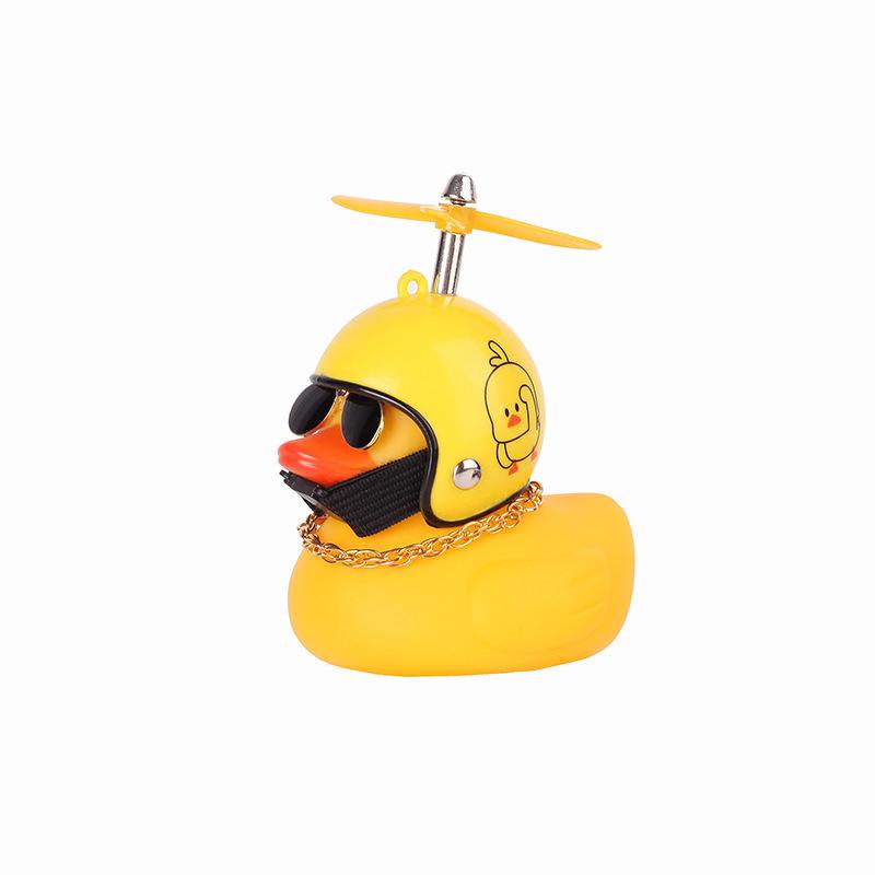 Car Broken Wind Small Yellow Duck With Helmet Airscrew Bicycle Moto With Straps Auto Pasted Accessories Interior Cycling Decor