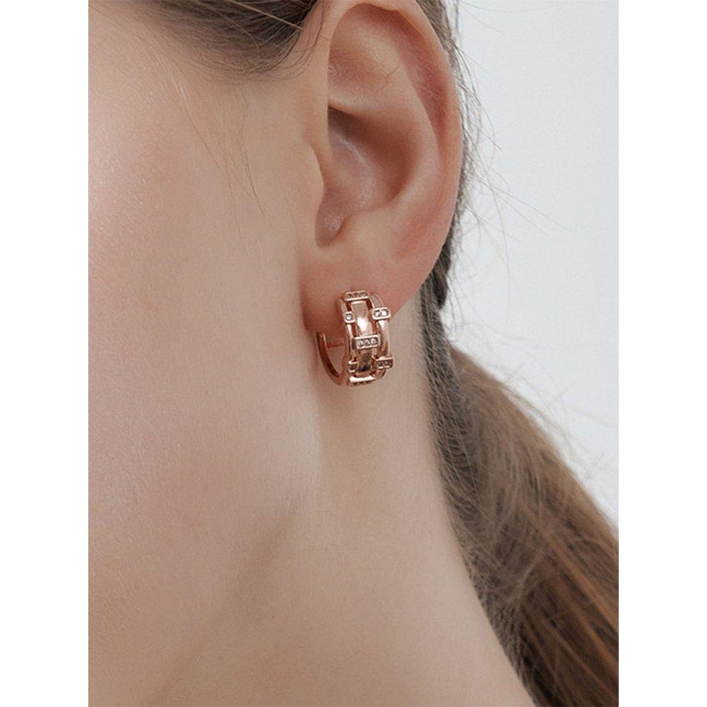 14K Gf Bold Check Point One-Touch Earrings Gigfee008