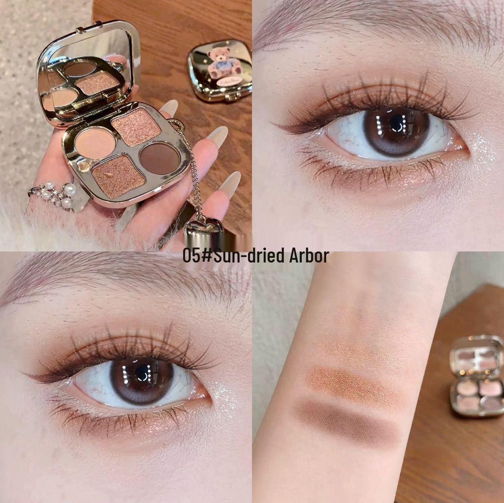 Kakashow Little Bear Earth Tones Eyeshadow Palette - Shimmer & Matte Finish, Under-eye Brightener, Student-Friendly.