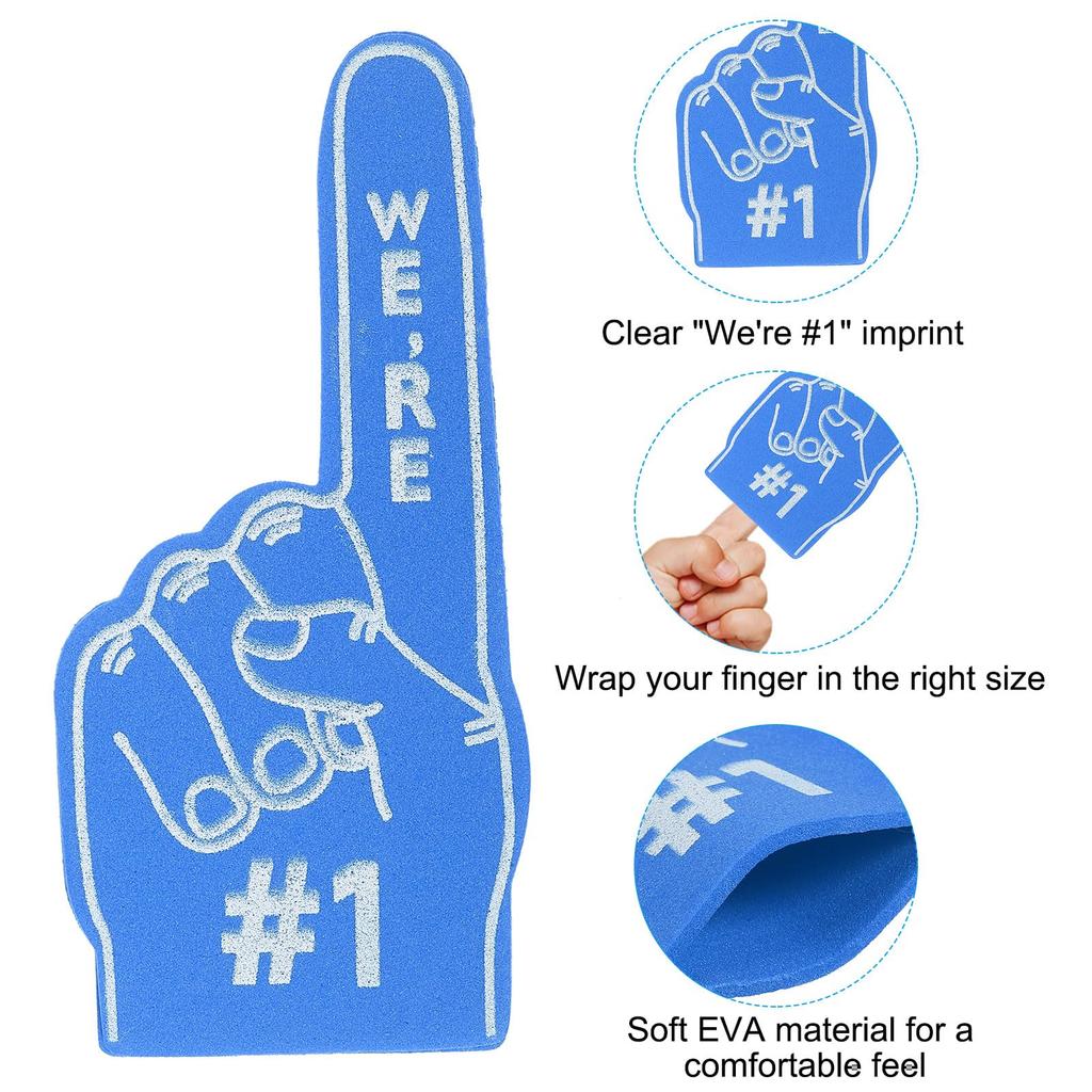 PATIKIL Mini Foam Fingers 13 Cm 48 Pieces Cheerleading Foam Finger for Sports Fan Event Game Party Favors Blue Let's Go!