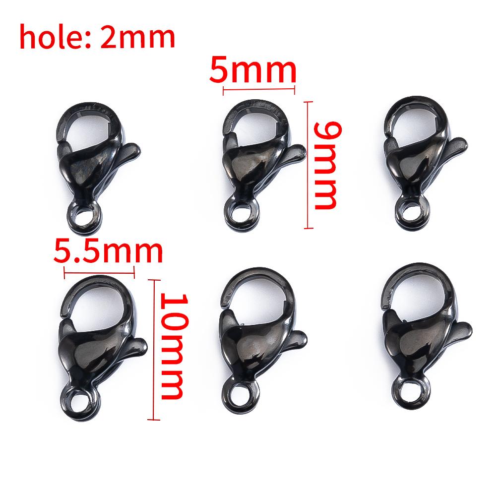 20pcs Black Stainless Steel Lobster Clasps 9/10mm Connector Clasp for DIY Bracelet Necklace Chain Claw Jewelry Making Supplies